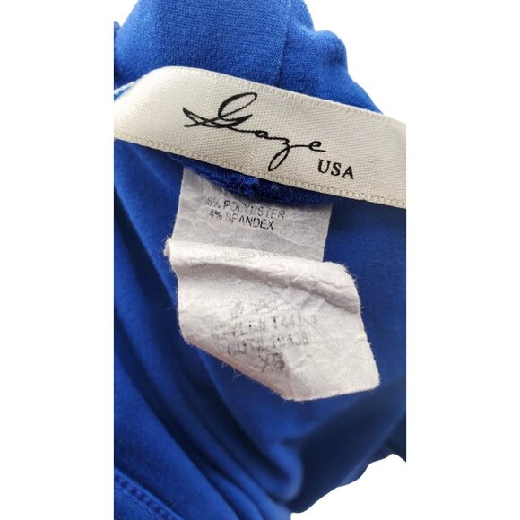 Gaze USA Shirt Sleeveless High-Neck Cut-out Keyhole Open Chest Blue Vintage y2K - Picture 7 of 8